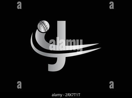 Lettre J moderne avec conception de modèle de logo Cricket Sports. Pour le modèle de vecteur de symbole de club de cricket Illustration de Vecteur