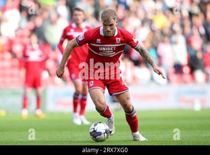 Riley McGree de Middlesbrough lors du Sky Bet Championship match entre Middlesbrough et Southampton au Riverside Stadium, Middlesbrough le samedi 23 septembre 2023. (Photo : Michael Driver | MI News) crédit : MI News & Sport / Alamy Live News Banque D'Images