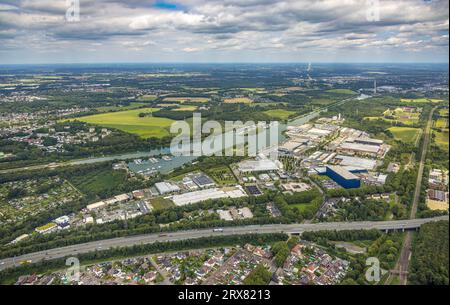 Vue aérienne, parc industriel Friedrich der Große au canal Rhin-Herne, Herner Meer avec port de plaisance, Horsthausen, Herne, région de la Ruhr, Rhénanie du Nord-Westpha Banque D'Images