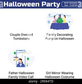 Halloween Party Illustration 20 concepts uniques concepts d'illustration vectorielle de conception plate. Illustration de Vecteur