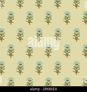 Un beau motif floral dans les tons de bleu sur un fond beige neutre Illustration de Vecteur