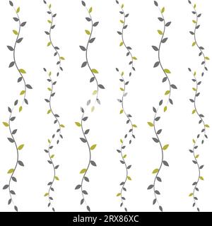 Un fond blanc avec des feuilles de vignes vertes dessus, motif jaal Illustration de Vecteur