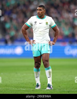 L'Africain Damian Willemse lors de la coupe du monde de Rugby 2023, match de la poule B au Stade de France à Paris, France. Date de la photo : Samedi 23 septembre 2023. Banque D'Images