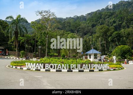 L'entrée principale des jardins botaniques de Penang, Pulau Pinang, Malaisie Banque D'Images