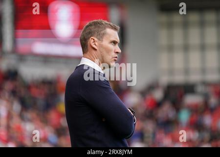 Rotherham, Royaume-Uni. 23 septembre 2023. Matt Taylor, Manager de Rotherham United, lors du match du championnat EFL de Rotherham United FC contre Preston North End FC SKY BET au Aessel New York Stadium, Rotherham, Royaume-Uni, le 23 septembre 2023 Credit : Every second Media/Alamy Live News Banque D'Images