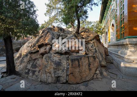 Rochers sur le côté ouest du temple de la sagesse-Mer dans le palais d'été, Pékin Banque D'Images