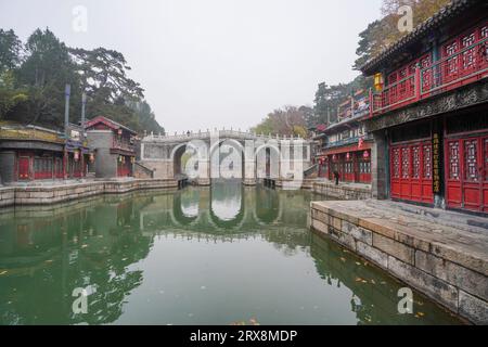 Pont de pierre de trois trous, rue Suzhou, Palais d'été, Pékin Banque D'Images