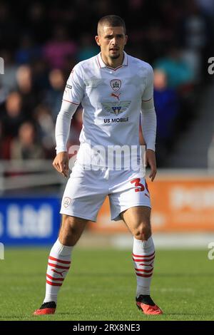 Northampton, Royaume-Uni. 23 septembre 2023. Max Watters #36 de Barnsley lors du match Sky Bet League 1 Northampton Town vs Barnsley au Sixfields Stadium, Northampton, Royaume-Uni, le 23 septembre 2023 (photo par Alfie Cosgrove/News Images) à Northampton, Royaume-Uni le 9/23/2023. (Photo Alfie Cosgrove/News Images/Sipa USA) crédit : SIPA USA/Alamy Live News Banque D'Images