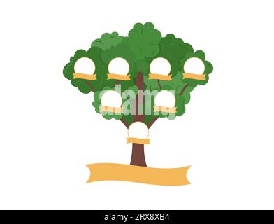 Modèle d'arbre généalogique généalogique avec espaces vides pour les membres de la famille. Relation entre enfant, parents et grands-parents. Patrimoine vecteur illus Illustration de Vecteur