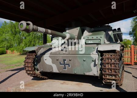 HAMINA, FINLANDE - 03 JUIN 2017 : StuG III Ausf G (PS.531-8) - artillerie automotrice allemande pendant la Seconde Guerre mondiale, gros plan Banque D'Images