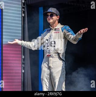 Fort Worth, Texas - 23 septembre 2023. Dawson Cram, pilote de la Chevrolet Be Water #74, concourant dans la NASCAR Xfinity Series Andy's Frozen Custard 300 au Texas Motor Speedway. Crédit : Nick Paruch/Alamy Live News Banque D'Images