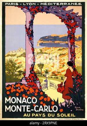 Affiche de voyage vintage Monaco Banque D'Images