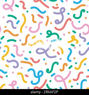 Motif sans couture à lignes colorées amusantes. Fond d'art de style minimaliste créatif pour les enfants ou design tendance avec des formes de base. Simple enfantin Illustration de Vecteur