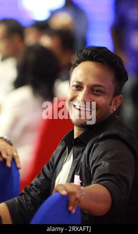 Shakib Al Hasan rejoint le club franchisé de la Premier League du Bangladesh (BPL) Rangpur Riders dans la 10e édition du BPL. Bangladesh, 24 septembre 2023. Banque D'Images