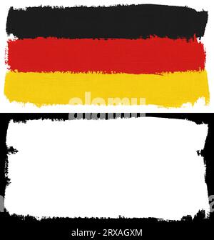 Drapeau de l'Allemagne texture de coup de pinceau isolé sur fond blanc avec masque de découpage (canal alpha) pour une isolation rapide. Banque D'Images