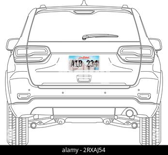 Plaque d'immatriculation de voiture de l'État du Dakota du Sud à l'arrière d'une voiture, USA, États-Unis, illustration vectorielle Illustration de Vecteur