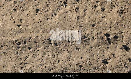 fragment de terre sablonneuse avec de petits morceaux en plein soleil vue de l'angle supérieur, grès de couleur brun doré comme ressource graphique Banque D'Images