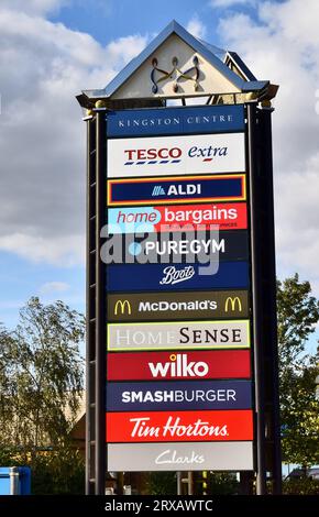 Panneau au Kingston Shopping Centre à Milton Keynes, montrant Wilko qui a fermé à l'automne 2023. Banque D'Images