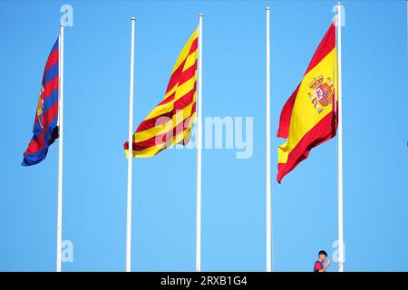 Barcelone, Espagne. 23 septembre 2023. Le FC Barcelone, la Catalogne et l'Espagne ont marqué le match de la Liga EA Sports entre le FC Barcelone et le RC Celta au stade Lluis Companys le 23 septembre 2023 à Barcelone, en Espagne. (Photo Bagu Blanco/PRESSINPHOTO) crédit : PRESSINPHOTO SPORTS AGENCY/Alamy Live News Banque D'Images