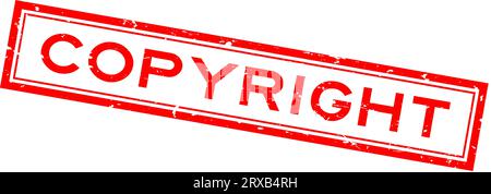 Grunge rouge mot copyright carré tampon en caoutchouc sur fond blanc Illustration de Vecteur