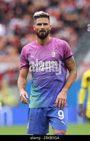 Milan, Italie. , . Sport, football - Milan vs H Verona Championnat d'Italie 2023/2024 - Stade G. Meazza - dans l'image : Olivier Giroud (9 AC Milan) crédit : Kines Milano/Alamy Live News Banque D'Images