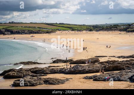 Harlyn, Royaume-Uni - 13 septembre 2023 : plage de Harlyn Bay sur la côte nord des Cornouailles Banque D'Images