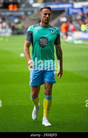 Swansea.com Stadium, Swansea, Royaume-Uni. 23 septembre 2023. EFL Championship football, Swansea City contre Sheffield Wednesday ; Sheffield Wednesday attaquant Lee Gregory pendant l'échauffement d'avant-match. Crédit : action plus Sports/Alamy Live News Banque D'Images