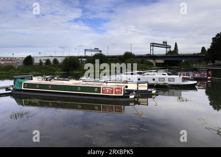 Bateaux de plaisance à Doncaster Wharf, rivière Don, South Yorkshire, Angleterre, Royaume-Uni Banque D'Images