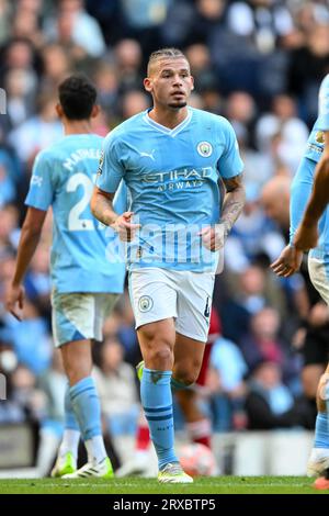 Kalvin Phillips de Manchester City lors du match de Premier League entre Manchester City et Nottingham Forest au Etihad Stadium, Manchester le samedi 23 septembre 2023. (Photo : Jon Hobley | MI News) crédit : MI News & Sport / Alamy Live News Banque D'Images