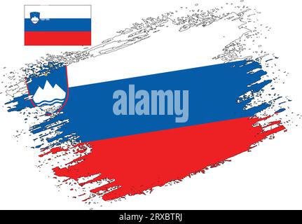 Brush Design Slovénie Flag Vector Illustration de Vecteur