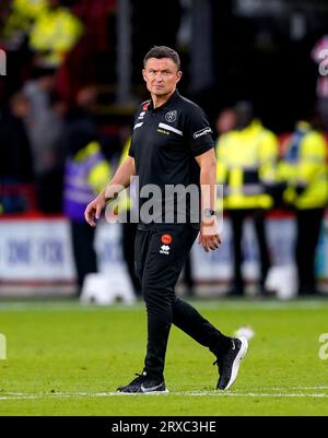 Paul Heckingbottom, entraîneur de Sheffield United, à la fin du match de Premier League à Bramall Lane, Sheffield. Date de la photo : dimanche 24 septembre 2023. Banque D'Images