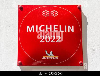 Panneau Michelin étoile à l'extérieur restaurant, Widdergasse, Altstadt Vieille ville, ville de Zürich, Zürich, Suisse Banque D'Images