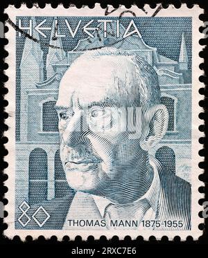 Portrait de Thomas Mann sur timbre-poste suisse Banque D'Images