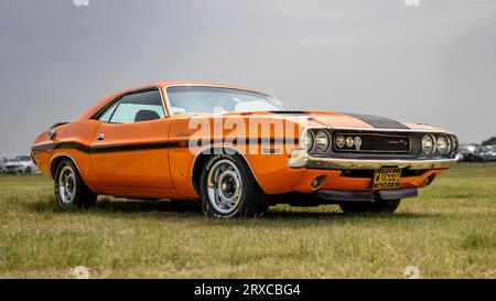 1970 Dodge Challenger R/T, exposé au volant Bicester qui s'est tenu au Bicester Heritage Centre le 17 juin 2023. Banque D'Images