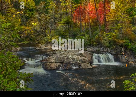 Linville Falls dans les Blue Ridge Mountains Banque D'Images