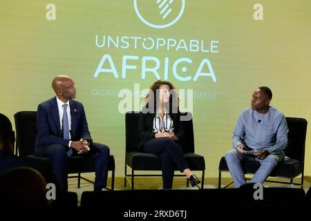 New York, New York, États-Unis. , . James Manyika, Charles Murito lors de la conférence UNSTOPPABLE AFRICA 2023 présentée par Global African Business Initiative, qui s'est tenue au Westin Grand Central à New York, septembre 21-22 2023. Crédit : Jennifer Graylock/Alamy Live News Banque D'Images