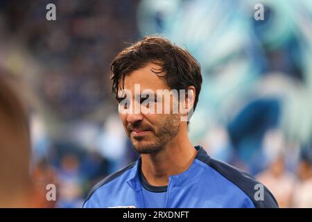 Saint-Pétersbourg, Russie. 24 septembre 2023. Aleksander Erokhin (21) de Zenit vu lors du match de football de la Premier League russe entre le Zenit Saint-Pétersbourg et le Lokomotiv Moscou à Gazprom Arena. Score final ; Zenit 1:2 Lokomotiv Moscou. Crédit : SOPA Images Limited/Alamy Live News Banque D'Images