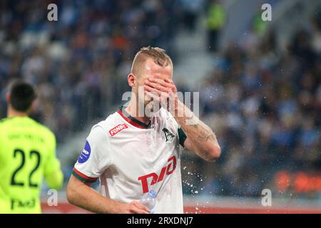 Saint-Pétersbourg, Russie. 24 septembre 2023. Dmitriy Barinov (6) du Lokomotiv vu lors du match de football de la Premier League russe entre le Zenit Saint-Pétersbourg et le Lokomotiv Moscou à Gazprom Arena. Score final ; Zenit 1:2 Lokomotiv Moscou. Crédit : SOPA Images Limited/Alamy Live News Banque D'Images