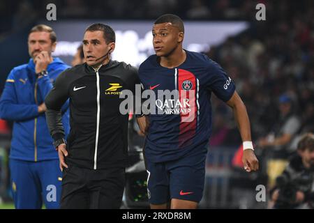 Paris, France. 24 septembre 2023. Kylian Mbappe lors du match de Ligue 1 Uber Eats entre le Paris Saint-Germain football Club et l'Olympique de Marseille au Parc des Princes le 24 septembre 2023 à Paris, France. Photo de Lionel Urman/ABACAPRESS.COM crédit : Abaca Press/Alamy Live News Banque D'Images