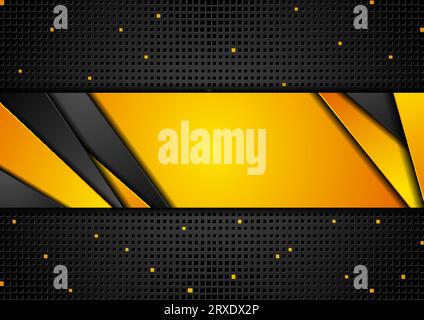 Fond d'entreprise de technologie abstraite orange et noir. Illustration vectorielle avec points demi-tons Illustration de Vecteur