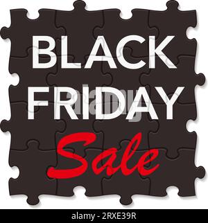Black Friday Jig-Saw Puzzle titre. Illustration vectorielle isolée sur Un fond blanc. Illustration de Vecteur