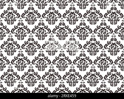 Motif Vintage de damassé Vector Seamless répétable horizontalement et verticalement. Illustration de Vecteur