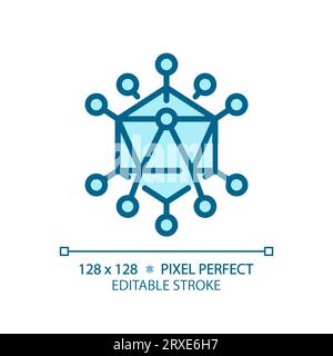 Icône d'adénovirus bleu en ligne mince personnalisable en 2D. Illustration de Vecteur