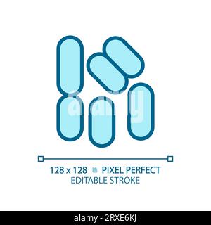 Icône de bacilles bleus à ligne mince personnalisable en 2D. Illustration de Vecteur