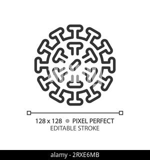 Icône de rotavirus noir à ligne mince personnalisable en 2D. Illustration de Vecteur