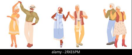 Heureux vieux couple senior dansant ensemble Illustration de Vecteur