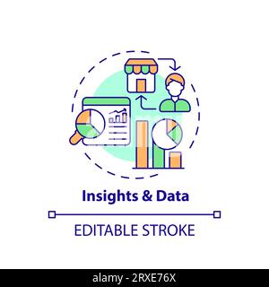 Idées d'icônes linéaires fines colorées en 2D et concept de données Illustration de Vecteur