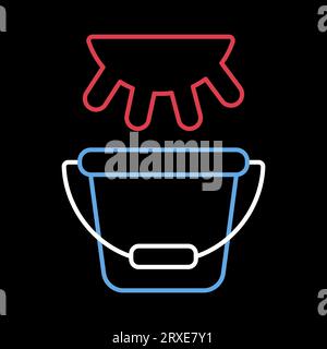 Pis de vache et seaux. Vecteur de lait frais sur l'icône de fond noir. Enseigne de produits laitiers. Symbole graphique pour la conception de sites Web et d'applications de cuisine, logo, application, U. Illustration de Vecteur