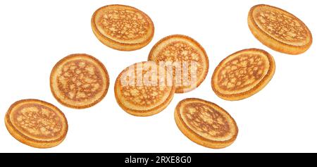 Crêpes isolées sur fond blanc, pleine profondeur de champ Banque D'Images