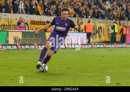 Dresde, Deutschland. 24 septembre 2023. Dresde, Deutschland 24. Septembre 2023 : 3 . Liga - 2023/2024 - SG Dynamo Dresden vs. FC Erzgebirge Aue im Bild : Marcel Baer/Bär (FC Erzgebirge Aue) crédit : dpa/Alamy Live News Banque D'Images